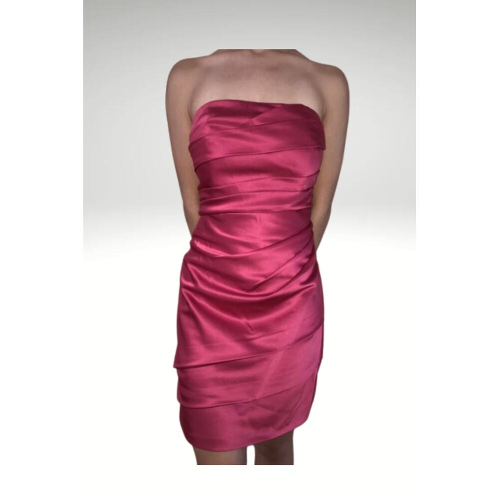 David's Bridal Red Satin Strapless Dress Size 8 - 1 DAY SHIP OUT